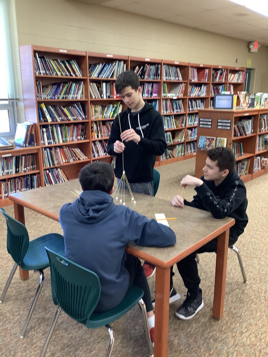 librarywsms's tweet photo. Seventh grade science classes in the library for a STEM challenge! @WSMSwolves https://t.co/iDvcojn9mf