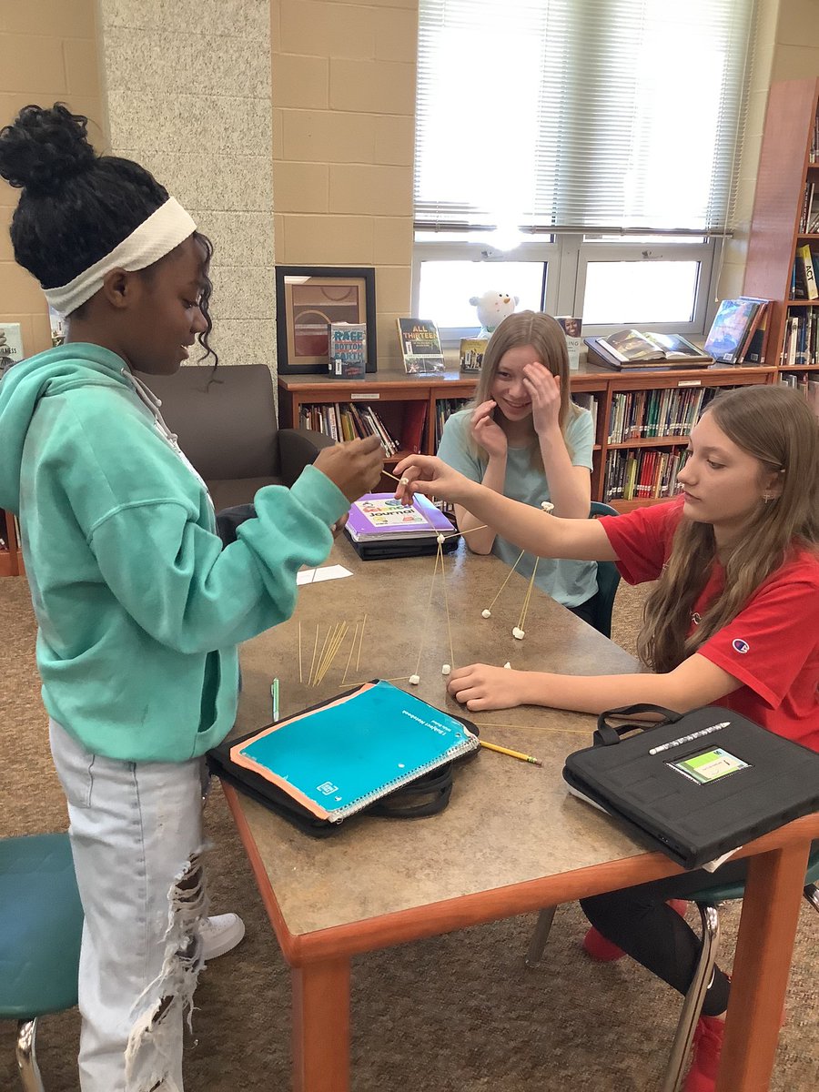 librarywsms's tweet photo. Seventh grade science classes in the library for a STEM challenge! @WSMSwolves https://t.co/iDvcojn9mf