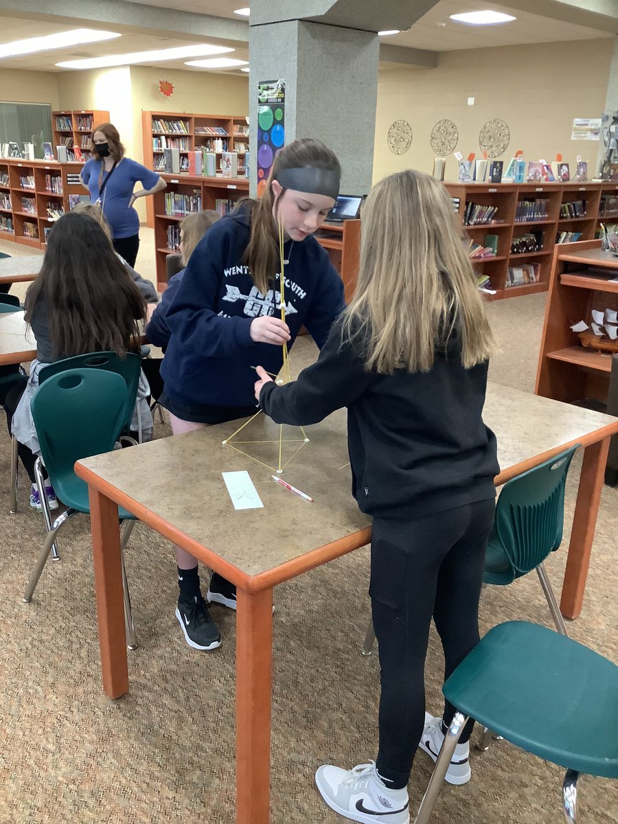 librarywsms's tweet photo. Seventh grade science classes in the library for a STEM challenge! @WSMSwolves https://t.co/iDvcojn9mf