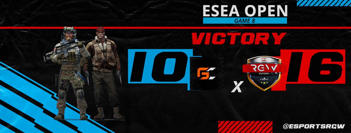 RGWesports's tweet photo. VICTORY!
We are now on 6-2 Record for our campaign during the @ESEA Open #Season40
GG to @GeekcaseeSports
We win 16-10 on #Inferno. Next game #Sunday6 https://t.co/QheIHSoY4Q