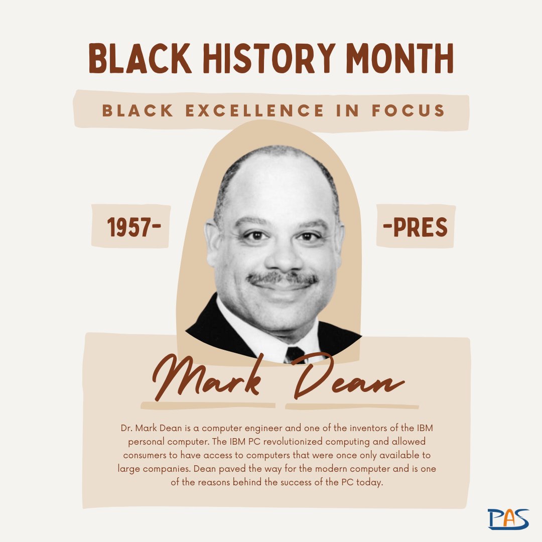 Today at PAS we honour, Dr. Mark Dean, who helped to revolutionize personal computers into the products we use today. 

#PeelProud #alternativeschool #blackflourishing @blackhistorymonth @peelschools <a href="/PAS_South/">PAS South</a>