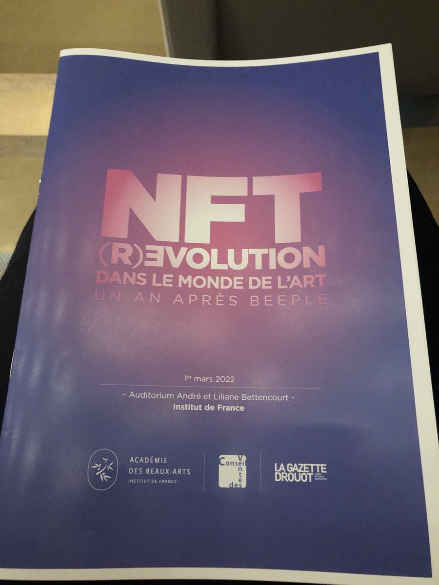 PascaleIssarte1's tweet photo. Excellent #colloqueNFT organisé par @CVVEncheres et @AcadBeauxarts à @InstitutFrance sur les NFT dans le monde de l’art. https://t.co/UuLJBSUNHZ