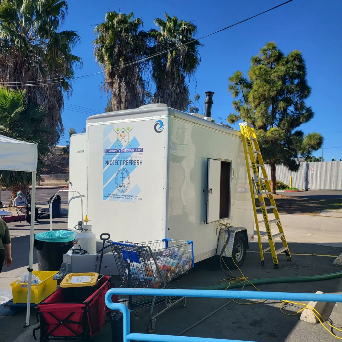 CTH465's tweet image. Not an hour after the article dropped CVPD came down during CTH #ProjectReFresh mobile shower day (they have never been before) and were giving a hard time to our RV clients who were only parked across the street to receive a shower. This is unacceptable. Felt retaliatory.