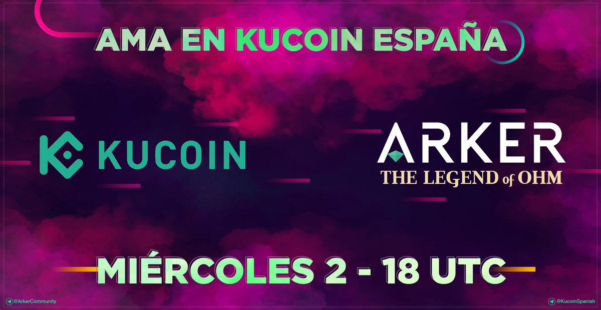 KuCoinLATAM's tweet photo. AMA con ARKER (The Legend of Ohm)

Cuando: Miércoles 2 a las 18 UTC
Lugar: https://t.co/5SlPMzynYu 

Premios: 
👍  2 NFT entre los que compartan y comenten este post

👍 5 premios de 20$ en $ARKER para las 5 preguntas de la comunidad seleccionadas

@ArkerCommunity https://t.co/f6S7VqryL2