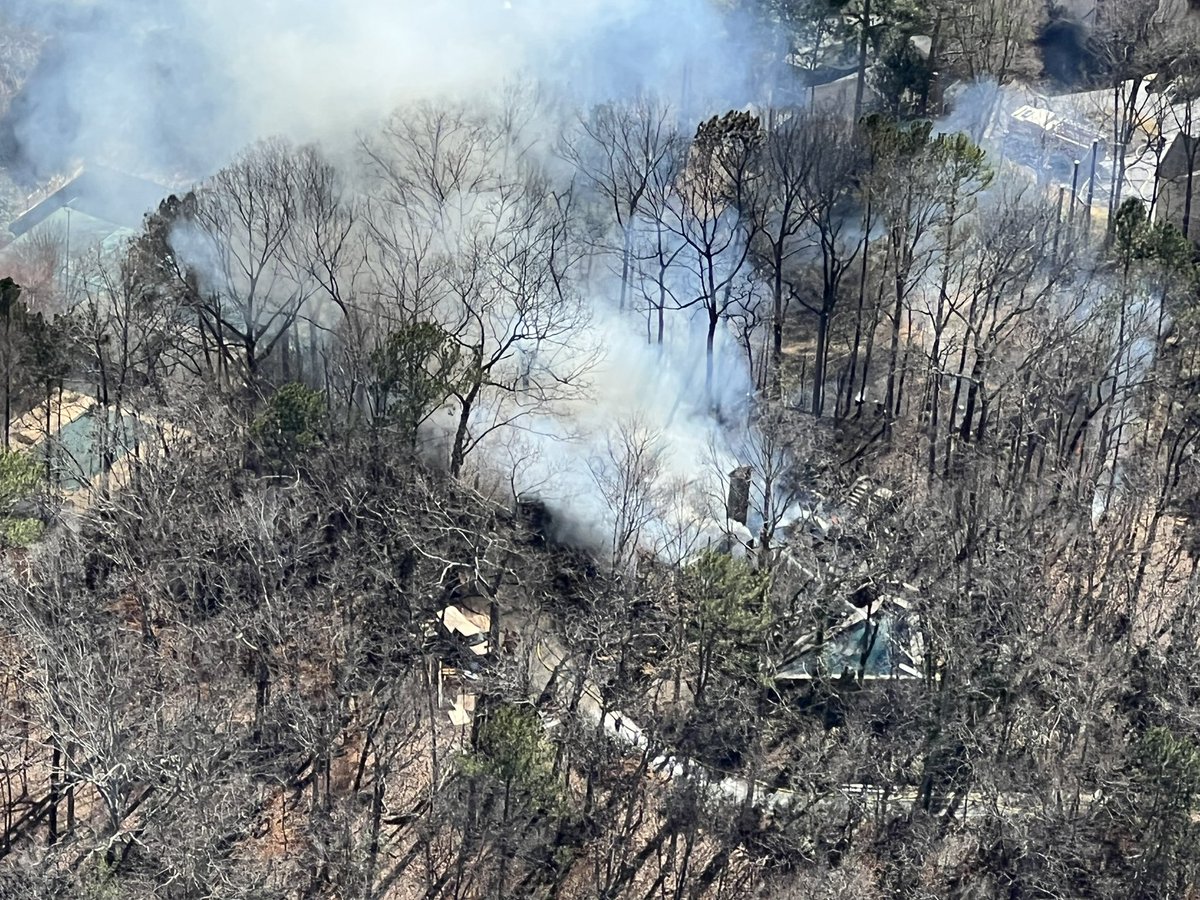Chopper_CBS46's tweet photo. @cobbcountyfire putting out a house fire on Stillhouse Rd near Paces Mill Rd and Cumberland Mall. The home appears to be totally consumed by the flames. #BreakingNews @cbs46 https://t.co/Jxu7ZgpkZw