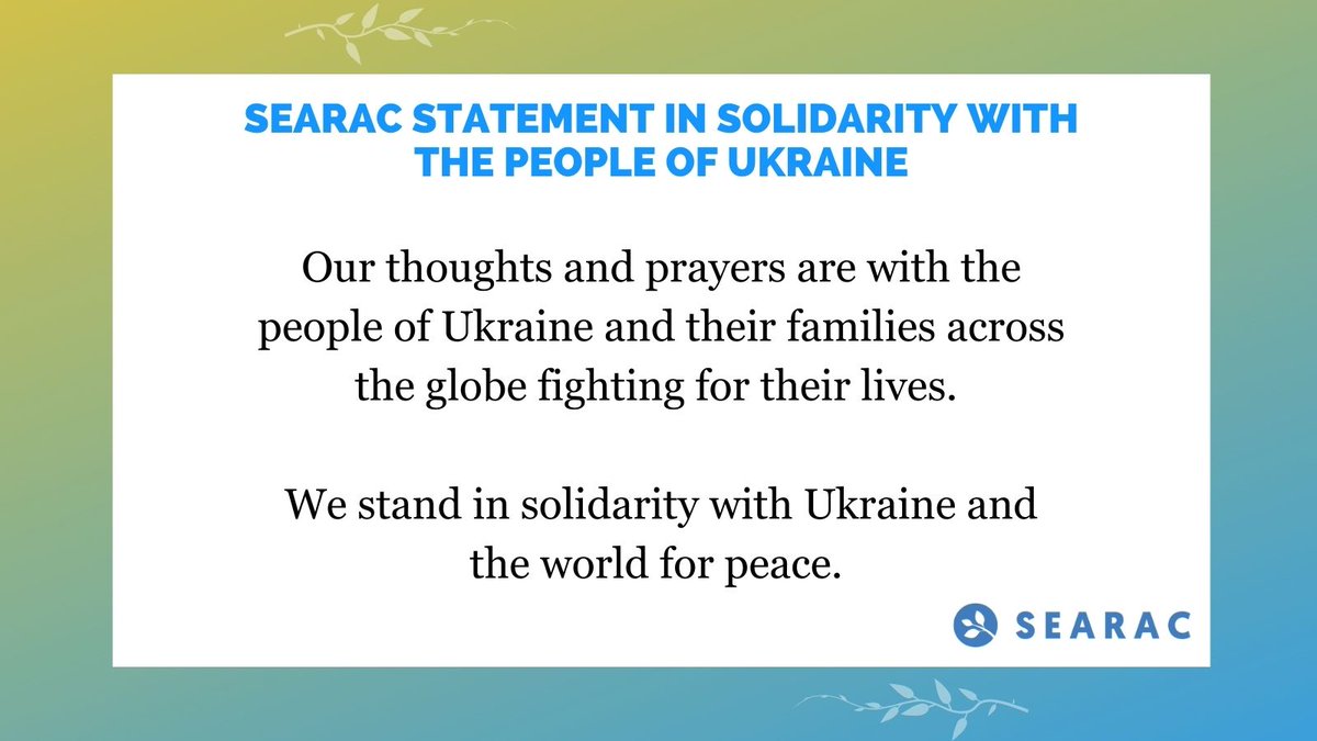 As the survivors and their descendents of wars in Southeast Asia, Southeast Asian Americans know all too well the lasting impacts that wars have on individuals, families, and communities.

Our full statement in solidarity with the people of #Ukraine: searac.org/press-room/sea…