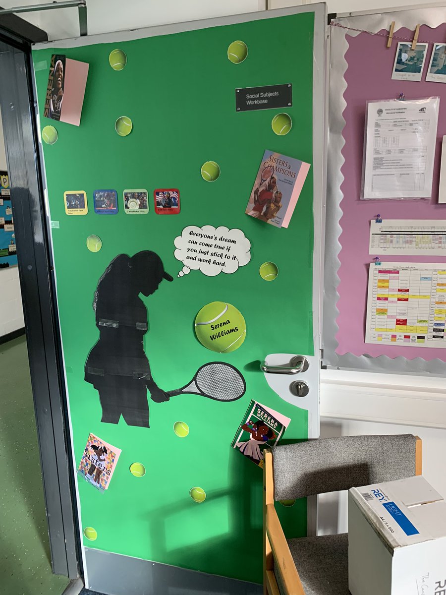 Mr Quinn (@mr_quinn_ms) on Twitter photo Since I don’t have my own room I got to decorate the base door. Therefore, I decided to decorate it in tribute to the champion that is <a href="/serenawilliams/">Serena Williams</a> to celebrate #InternationalWomensDay and #WorldBookDay 🎾🏆 Since I don’t have my own room I got to decorate the base door. Therefore, I decided to decorate it in tribute to the champion that is <a href="/serenawilliams/">Serena Williams</a> to celebrate #InternationalWomensDay and #WorldBookDay 🎾🏆