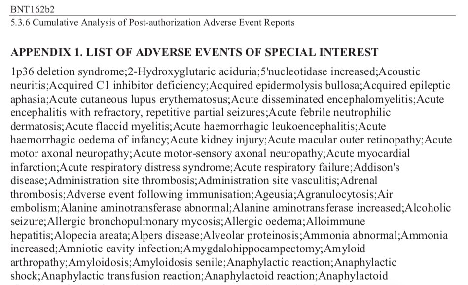 Holy SHIT. Pfizer & the FDA were FORCED to release this data by a federal judge. The list of deadly adverse reactions of note is frankly breathtaking.  They KNEW.

Pfizer data submitted to FDA contains 8 pages of known side effects. Just a sampling here

phmpt.org/wp-content/upl……