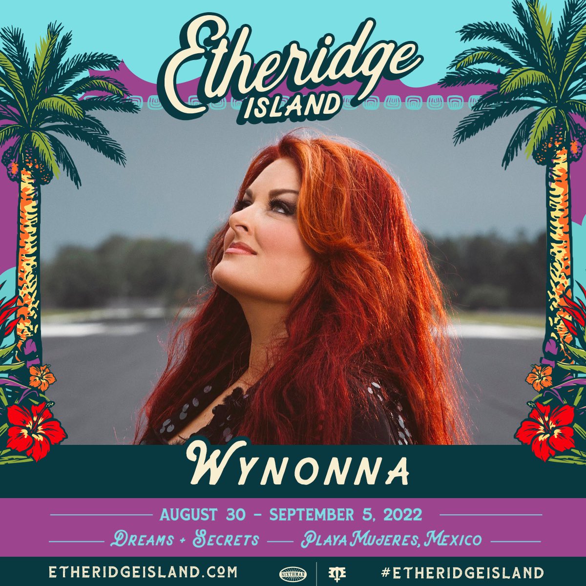 Wynonna's tweet photo. Excited to be heading to Melissa Etheridge Island from August 30th-September 5th! The band and I will be performing multiple shows alongside so many of our favorite artists as we vacation at Playa Mujeres. Head over to https://t.co/3LhjAPTZPK to learn more! @EtheridgeIsland https://t.co/tlYFmBG5u5
