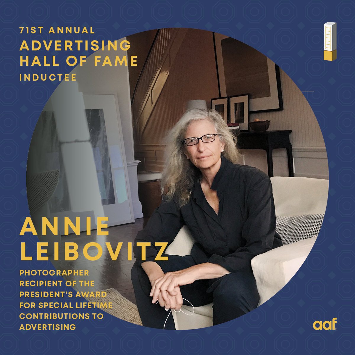 AAFNational's tweet photo. Congratulations to Advertising Hall of Fame President's Award recipient, Annie Leibovitz! We’ll be celebrating Annie’s accomplishments at the 71st Annual Advertising Hall of Fame, April 26 at Cipriani Wall Street. Learn more at https://t.co/qnr6HAk7zH 

#AHOF2022 #AAFLegends https://t.co/KDZ2hoq1IU