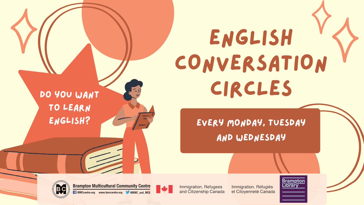 BMC_and_MCS's tweet image. Are you looking to learn or practice English? If so, join us every Monday, Tuesday, and Wednesday for English Conversation Circles! 

Register today: buff.ly/37Jw44v

#VirtualLearning #EnglishSkills #EnglishConversationCircles #LearnEnglish #Workshop #Newcomers #BMC