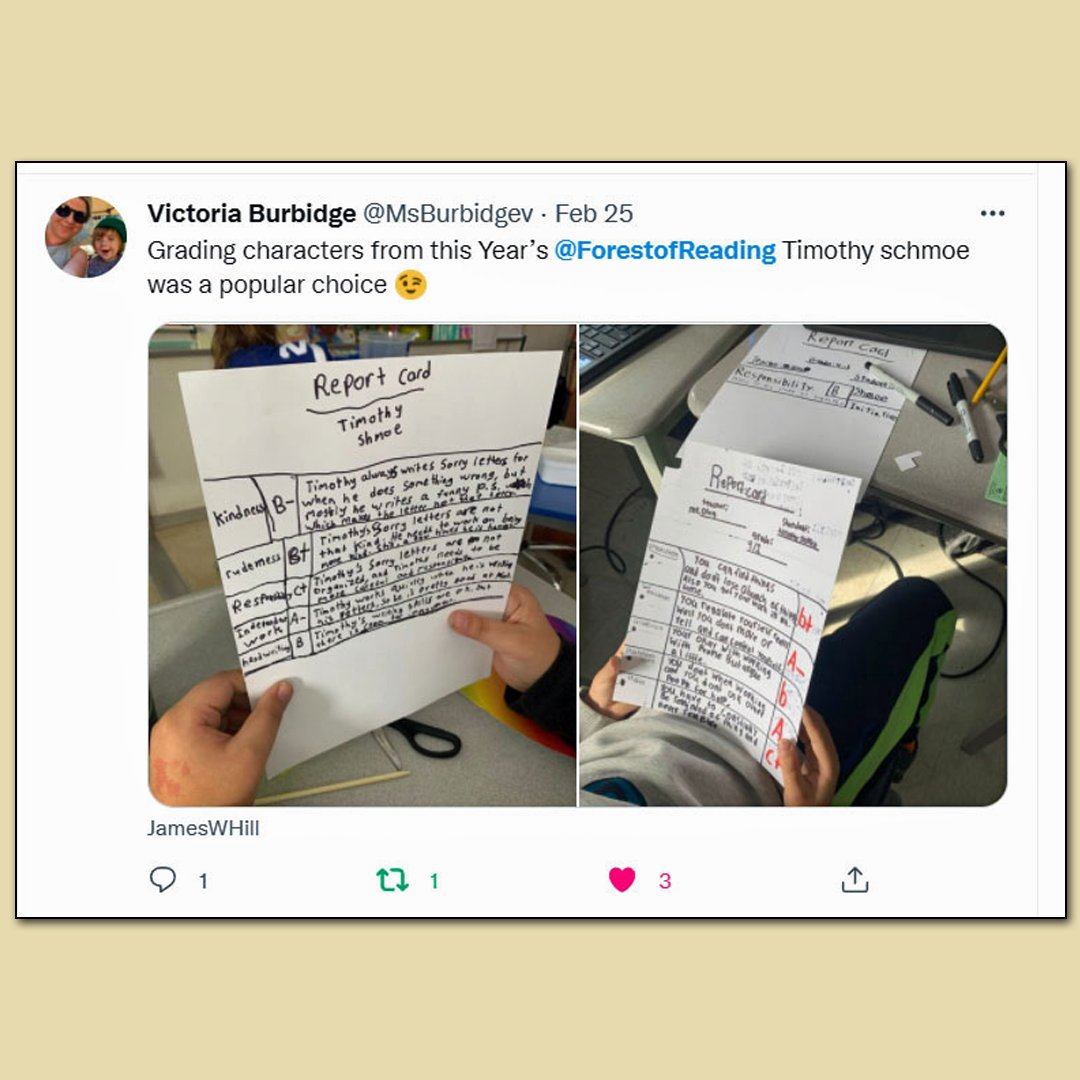 Busted! 🔦✏️📋 Ms. Burbidge’s Grade 4’s sure have Timothy Shmoe’s number! 🤣 A+++ for your innovation!! ❤️❤️❤️❤️