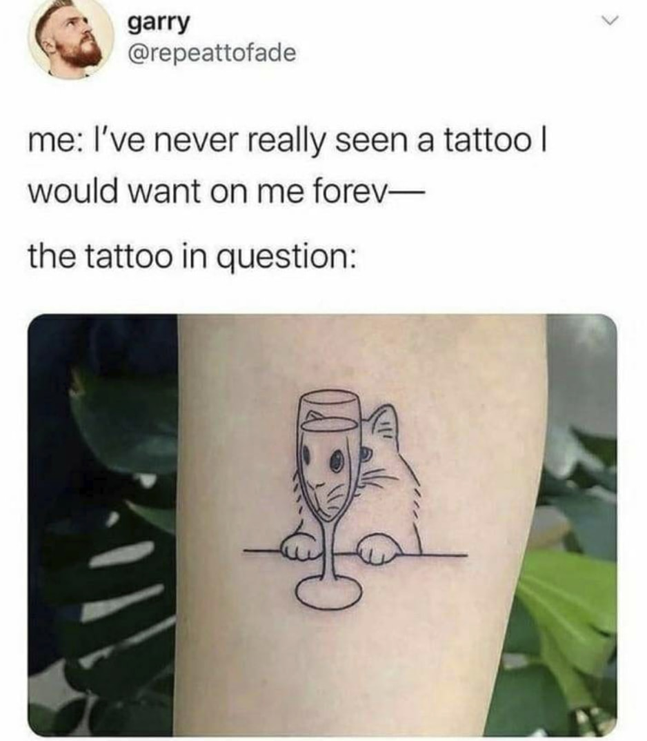 We all need that tattoo worth dying for 

#tattoomemes #ink #tattoos #memes #tattooed #besttattoos #memetattoo #tattooartistmag #dailymemes #deepfriedmemes #tattoosofinstagram #tattooinked #inkedup