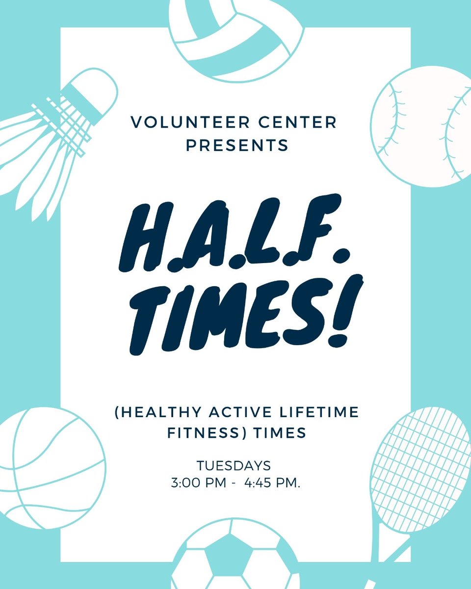 MCLAservice's tweet photo. CALL FOR VOLUNTEERS!
H.A.L.F.times: (Healthy Active Lifetime Fitness)times. An afterschool program that plays sports and playground games with 4th through 6th-grade youth. Tuesdays from 3:00 pm -  4:45 pm. No sports experience is necessary! https://t.co/Gs7V5REDbp
