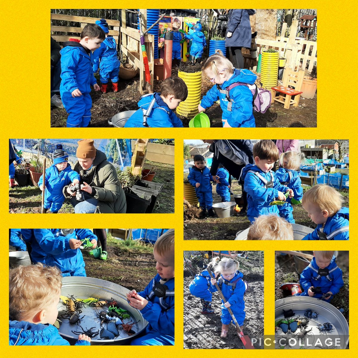 Suzieq1402's tweet photo. #fareplay nursery on @FARE_Scotland Lochend CAllotment Testing our fleece lined waterproofs we bought with funding from North East Health imp fund . @RHSSchools @Jimmy_FARE @AngelaSmith_xo @daviddomoney @LindsayGrahamUK @Annemarietorto3 @LeniFare https://t.co/8jx34Dkzy3
