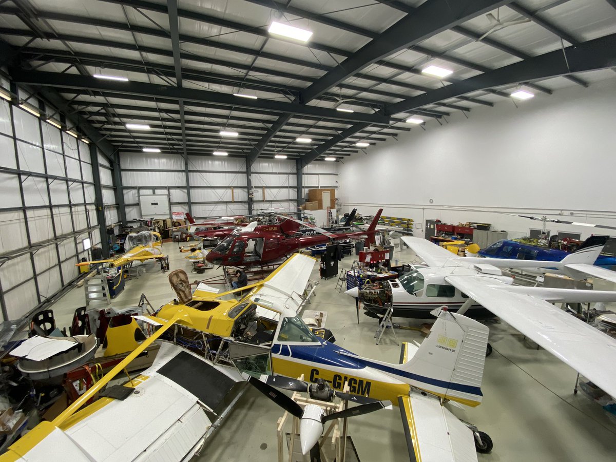 Well… one of our bases completely packed with some of our fleet in various stages of winter service.  Supply Chain issues are a definite challenge. #ontag #Forestry #Aviation