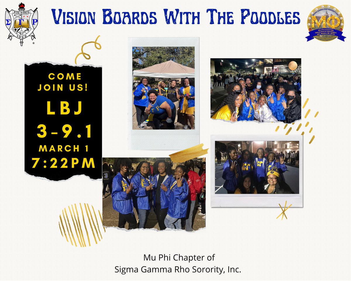 txstatesgrho's tweet photo. New month, new goals✨

Join us in LBJ as we map out our dreams and goals💙💛💙💛 https://t.co/yz6JHeT9mQ