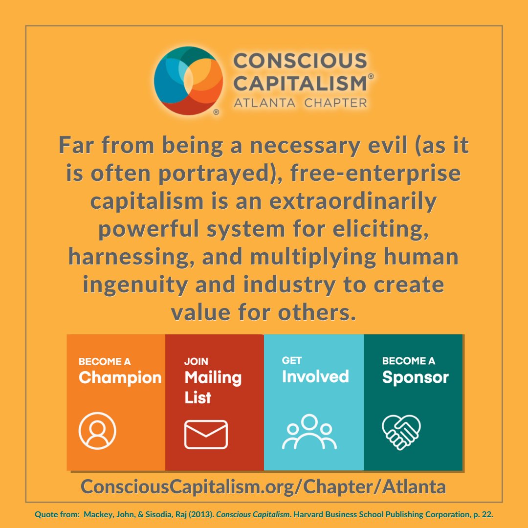 Multiplying human ingenuity and industry to create value for others 💪

#ConsciousCapitalismAtlanta #JoinUs #ConsciousLeadership