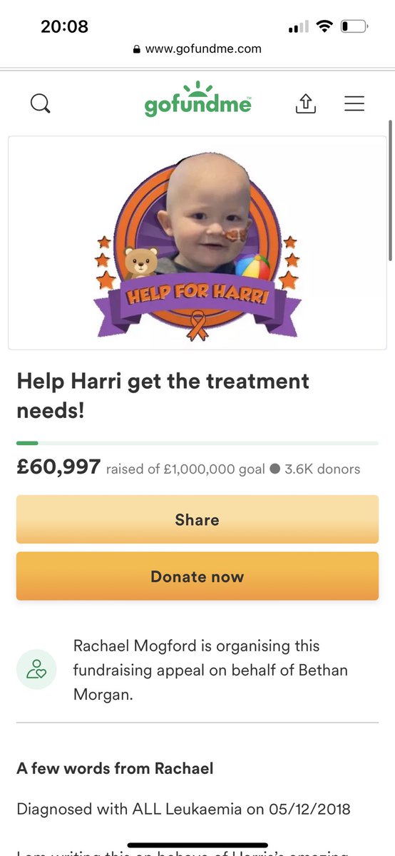 Fundraising is well underway but we still have along way to go. Please keep telling people Harri’s story #helpforharri