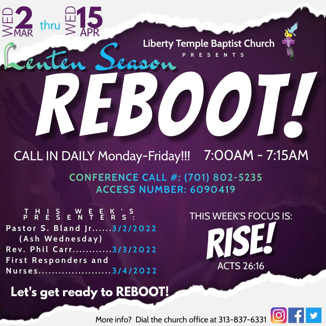 Hey Liberty and friends! Lenten Season starts TOMORROW!