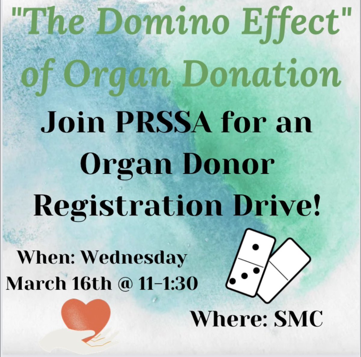 Come join us for an Organ Donor Registration Drive on March 16th in the SMC!