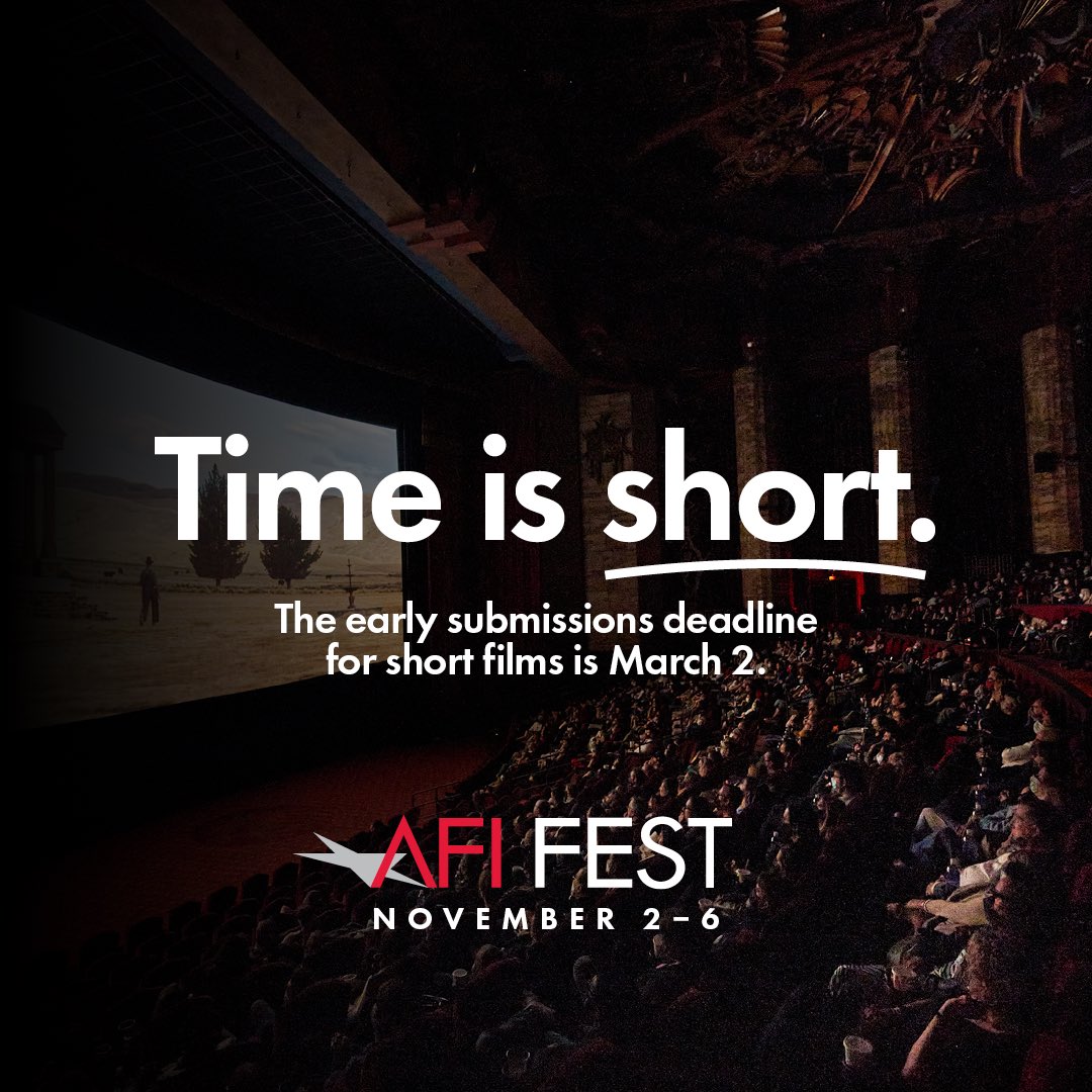 ⏰🎥 The #AFIFEST 2022 early submissions deadline is almost here! We want to see your short films, so submit your fiction, documentary, experimental and animated shorts today: fest.afi.com/submit-your-fi…