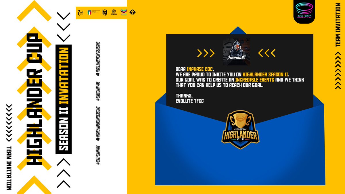 Thanks a lot for the invitation, it is an honnor for us to be invited to the 2nd season of the @eVolute_TFCC Highlander Cup🔥!

We will try perform better than the first season, GL to all teams!