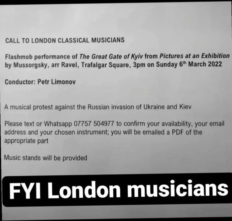 London orchestral flash mob for Ukraine : 3pm Sunday 🎻