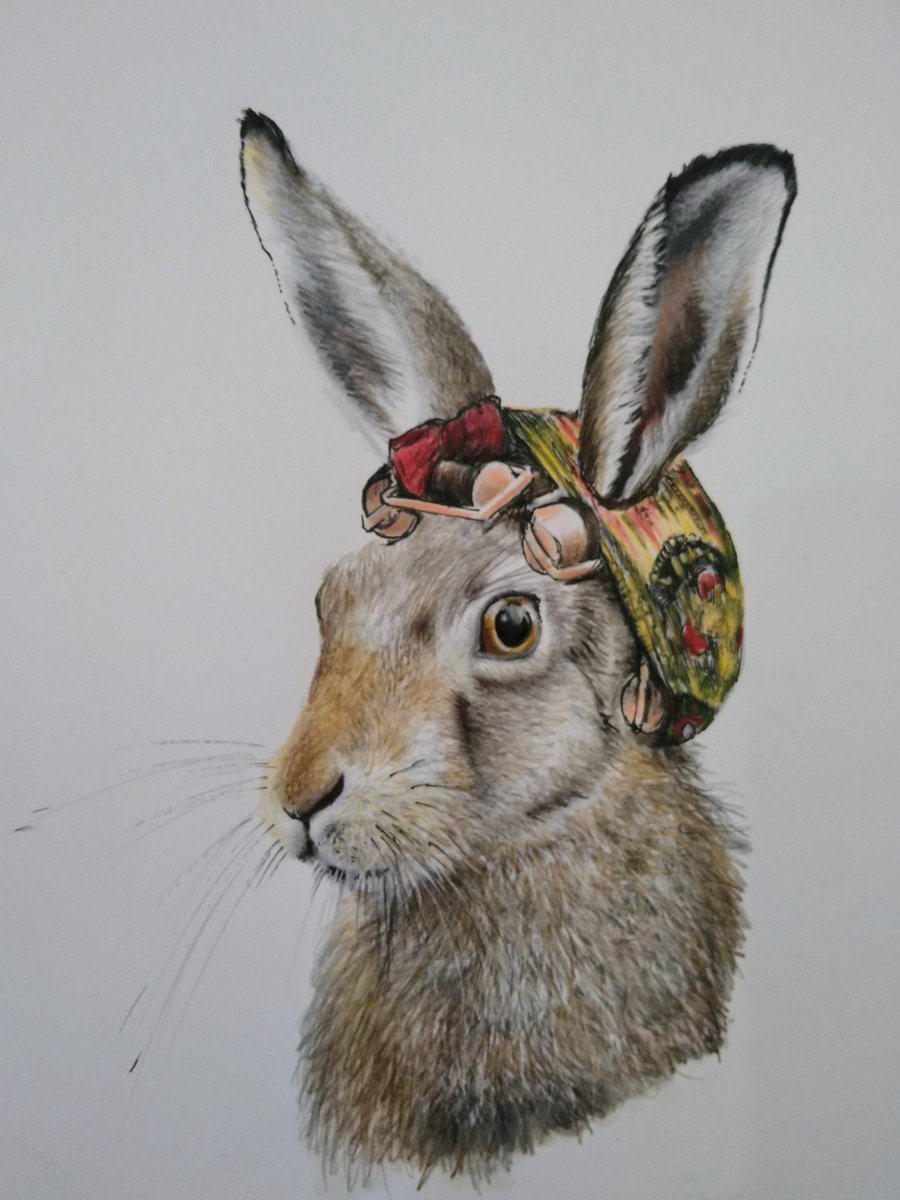 poochweasel's tweet image. First of March and you're still in your curlers? I call this 'Bad Hare Day'. Sorry, I'll get my coat... 😁 #the100dayproject #ImaginaryMenagerie #madmarchhare #Iam12