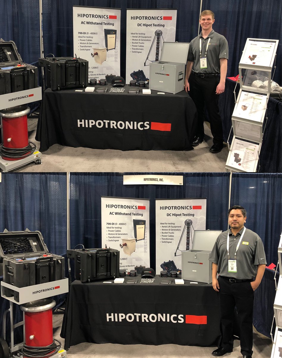 HIPO1962's tweet photo. Busy afternoon for #HIPOTRONICS at #NETA #PowerTest show in Denver!  Our Regional Sales Managers Matt Weintraub and Pedro Munoz are ready to discuss your #HighVoltageTesting needs and offer you #Reliable, #Innovative, and #Affordable #Solutions. Stop by booth 604 and say hello! https://t.co/RlVwWzdfWQ