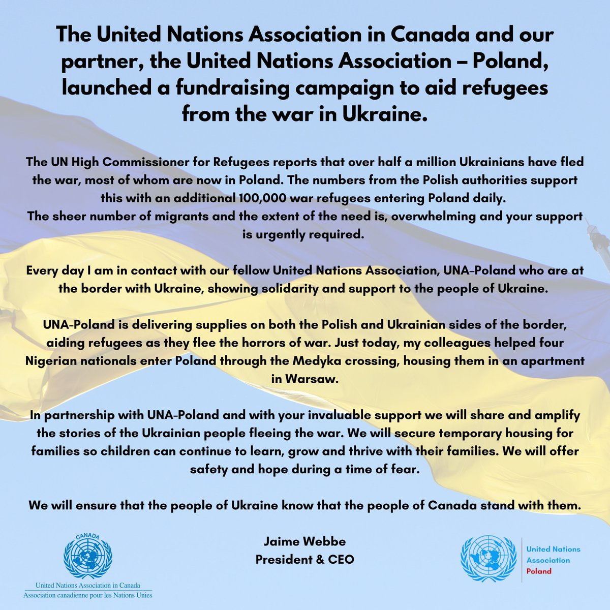 UNACanada's tweet image. To donate: canadahelps.org/en/dn/70714