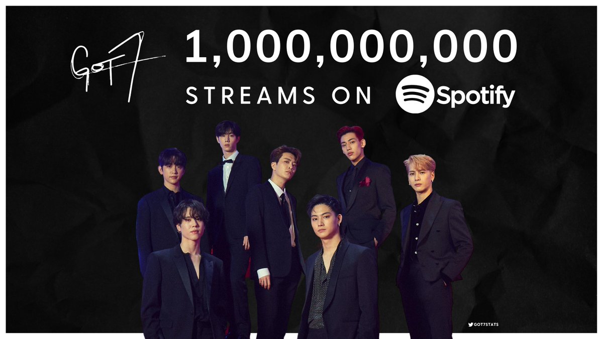 Congratulations to GOT7 for surpassing 1,000,000,000 streams on Spotify!

#GOT7OnSpotify_1Billion  
—
<a href="/jaybnow_hr/">JAY B</a> <a href="/marktuan/">Mark Tuan</a> <a href="/JacksonWang852/">Jackson Wang</a> #Jinyoung <a href="/GOTYJ_Ars_Vita/">N</a> <a href="/BamBam1A/">BamBam</a> <a href="/yugyeom/">김유겸</a>
<a href="/GOT7Official/">GOT7</a> #GOT7 #갓세븐