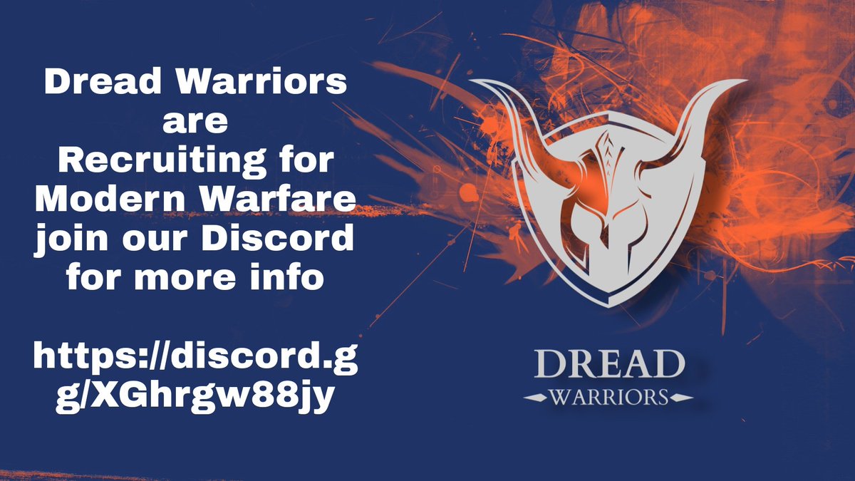 WarriorsDread's tweet photo. We are Recruiting for Modern Warfare, if you would like to join follow the link and join our Discord for more info

https://t.co/h2SOs25ii7

#codmodernwarfare
#modernwarfare https://t.co/FDShGxjeAe