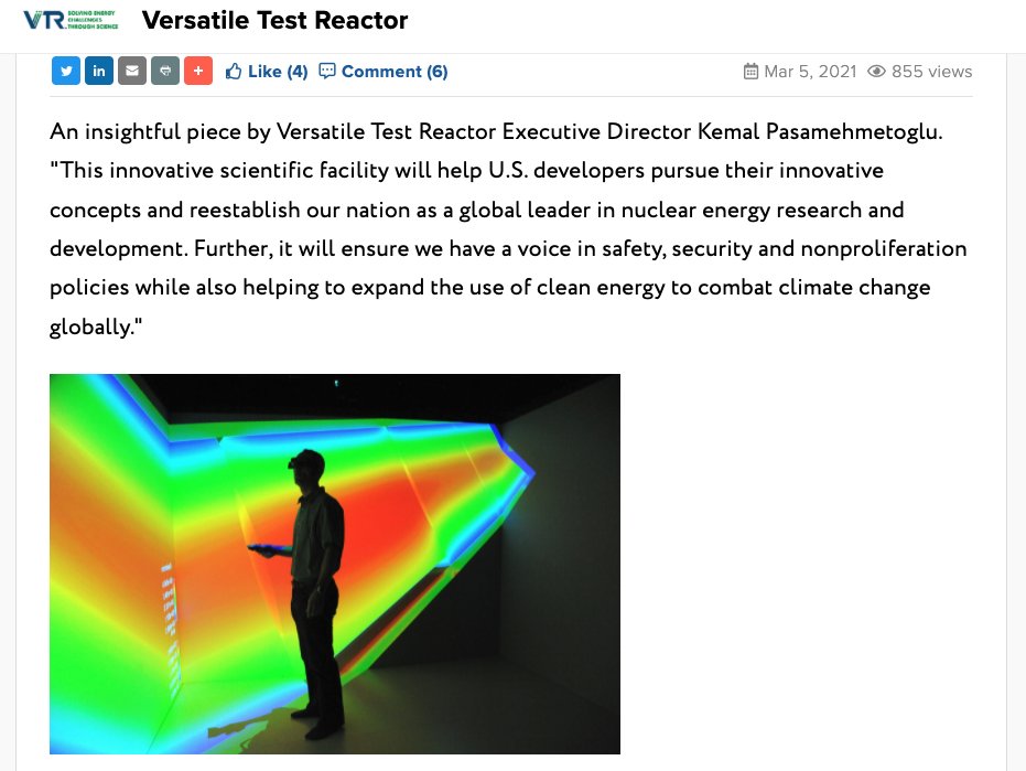 VTRnuclear's tweet photo. Why the Versatile Test Reactor is Key to Our Carbon-Free-Energy Future. The world is facing a serious dilemma: How do we achieve energy equity for a growing population while also transitioning to clean-energy sources to combat climate change?

Learn more: https://t.co/RwKDqci6Yd https://t.co/qAPFQqzclM