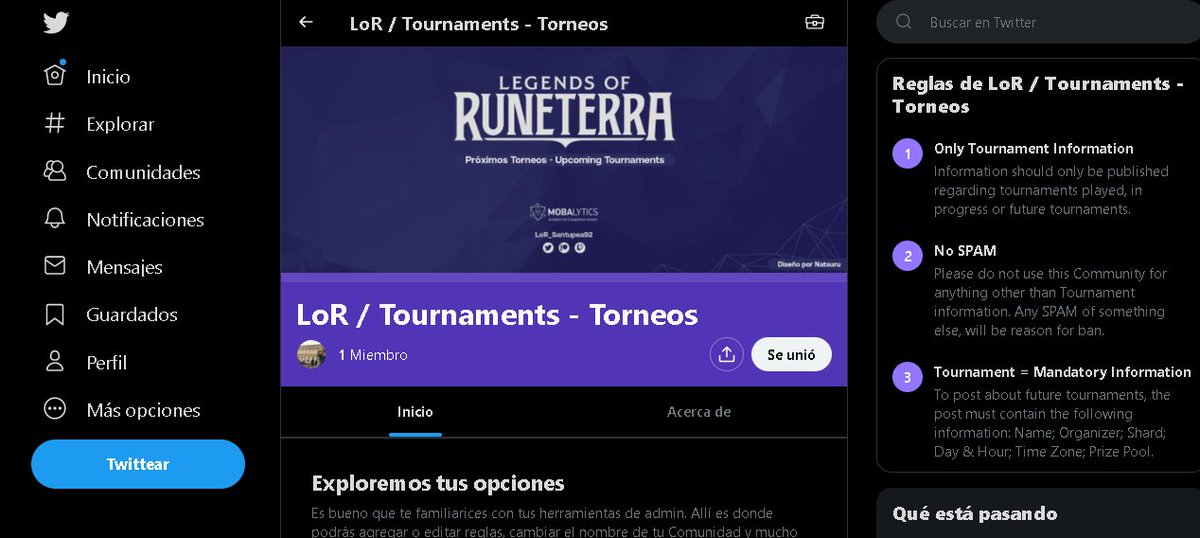 Santupea's tweet image. I have created the #LegendsOfRuneterra Tournament Community! Anyone can join, but watch out for the Rules!

¡He creado la Comunidad de Torneos de #LoR! ¡Cualquiera puede unirse, pero atentos a las Reglas!