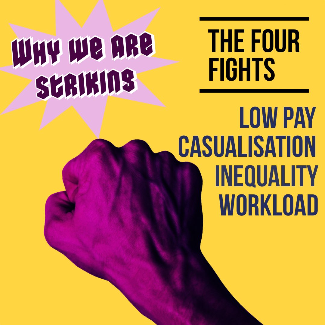 Why is @SwanseaUcu @ucu staff on #ucustrike?
We’re fighting in the #FourFights for improving #StaffWorkingConditions that will also enhance #StudentLearning #StudentExperience #StudentOutcomes and #StudentFutures!
Art by @estellehart
