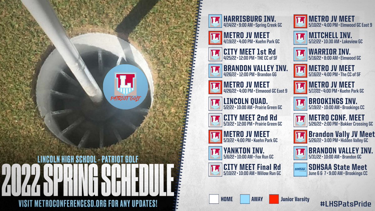 Here is our updated schedule with a few changes!  #FeelsLikeSpring #GetGolfReady #LHSPatsPride