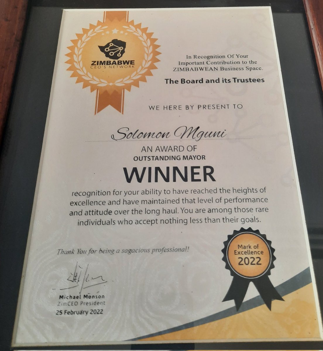 Thank you Zimbabwe CEOs Network for recognising our efforts.