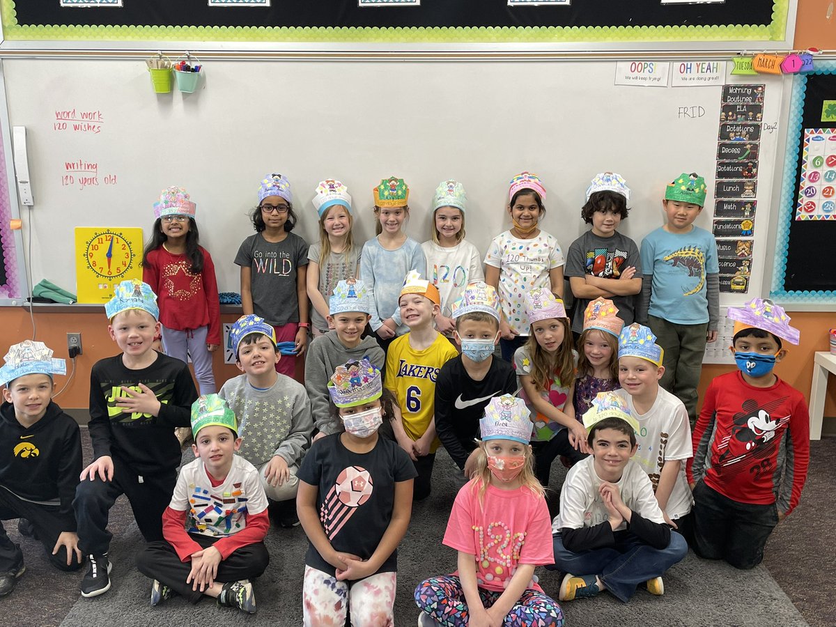 MrsSextonFirst's tweet photo. We are 120 days smarter! Celebrating hat day and the 120th day of first grade! https://t.co/oA9clxP7xd