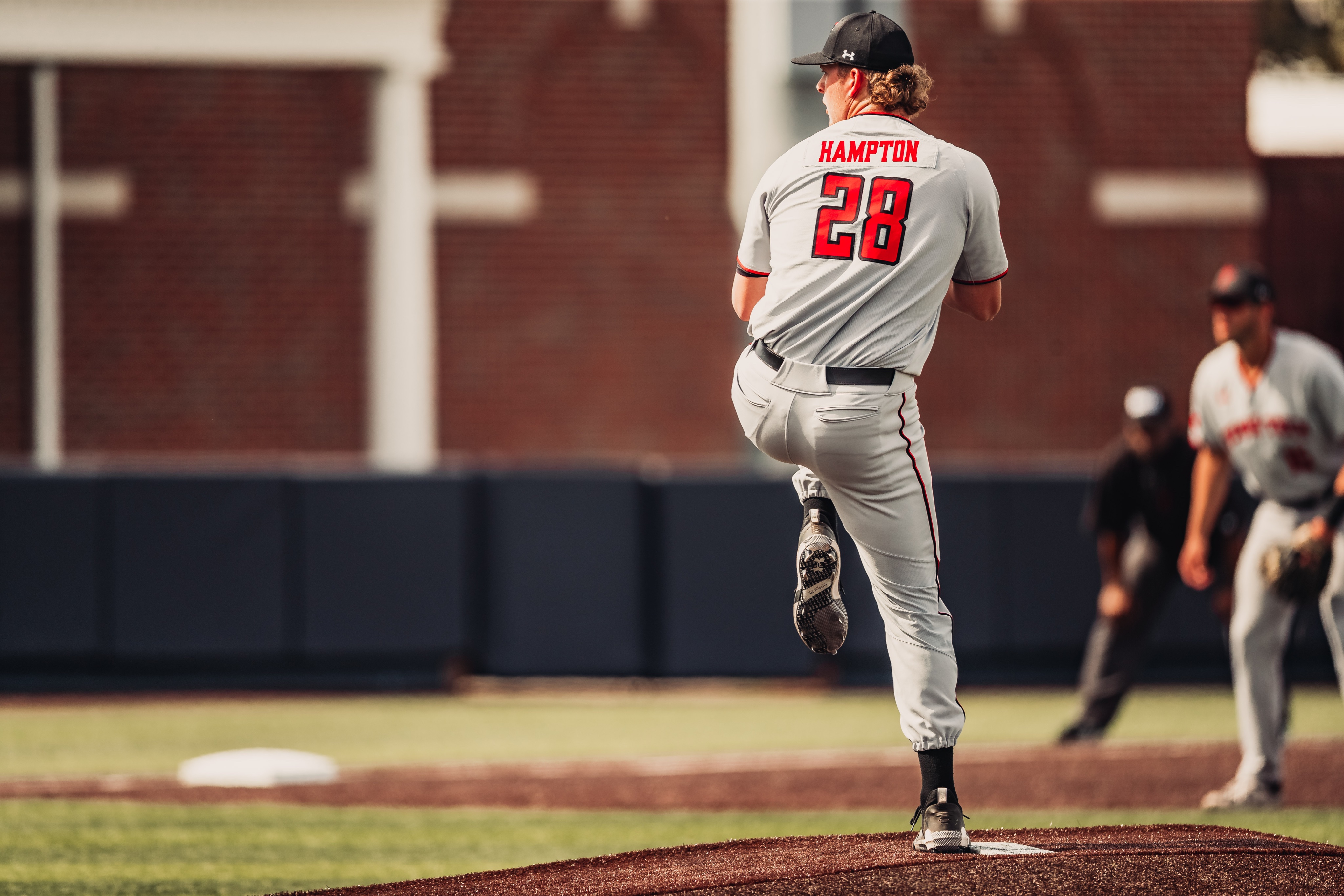 Texas Tech's Chase Hampton delivers a pitch