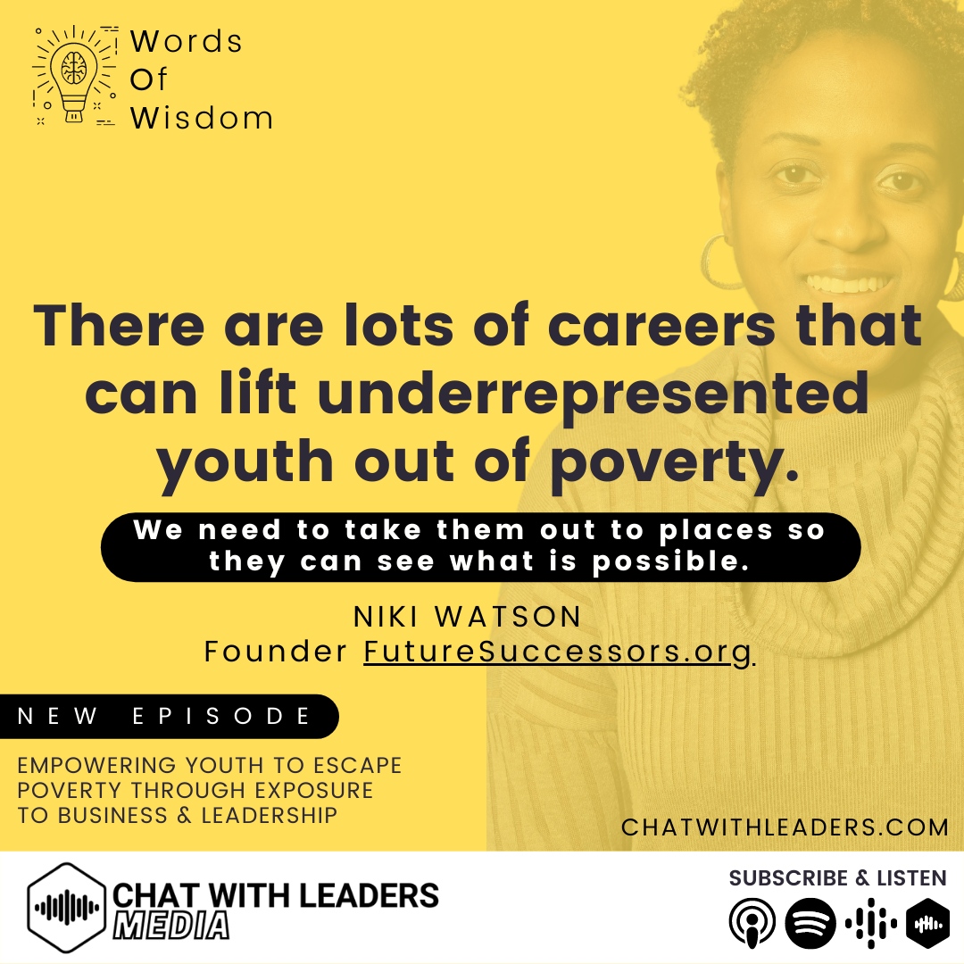 Love the work being done by Niki Watson and her team at Future Successors to expose at-risk youth to opportunities in the business community. Truly a win-win-win!