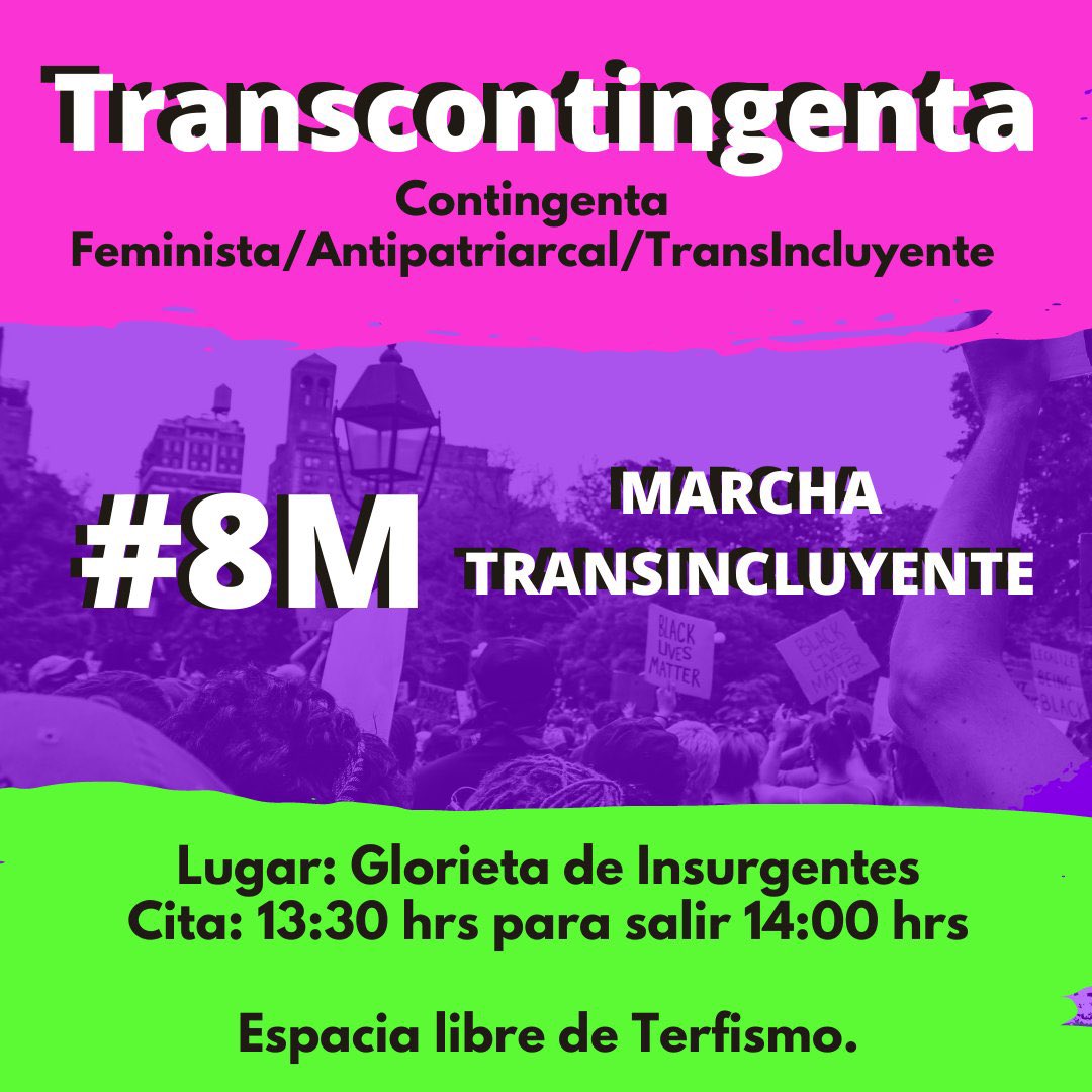 Amigs, aquí dos carteles de contingentes transincluyentes para la marcha del 8M en CDMX 🏳️‍⚧️🖤:
