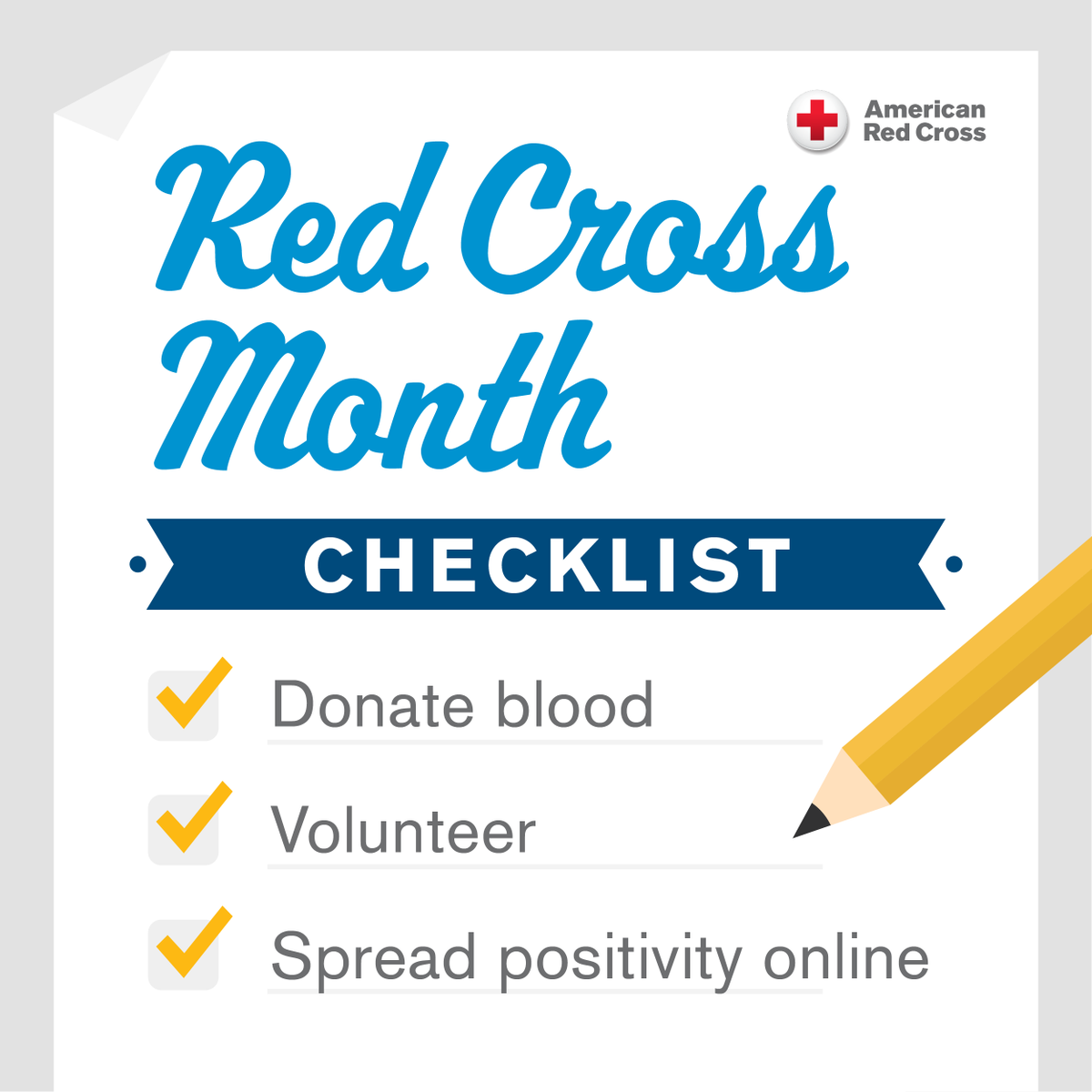 March is Red Cross Month! You can make a meaningful difference in your community, across the country and around the world when you volunteer, donate blood and join our 140 year commitment to help those who are suffering.  redcross.org