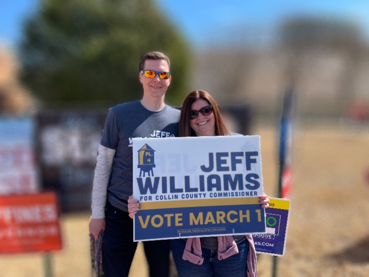 williamsforcc4's tweet photo. Becky and I have been poll greeting today and meeting voters at the Allen Municipal Courthouse. Another reminder that polls will close at 7 pm tonight. There is still time to cast your ballot as long as you are in line by 7 pm. https://t.co/foTteLaHiS