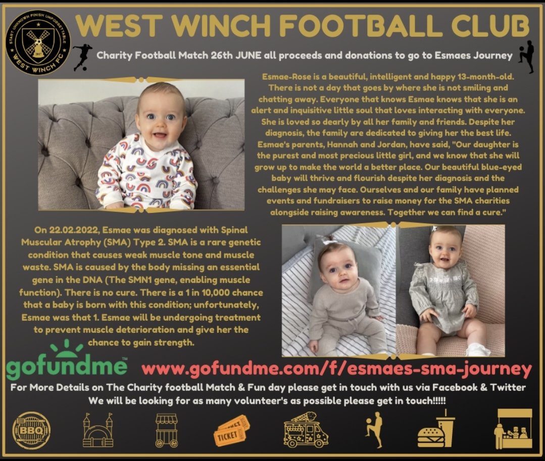 TonyClifford80's tweet photo. Come on guys let's get sharing and give little Esmae the best we can. @1kevincampbell @NWNLeague @GoonerGirl1969 @SimonRowe @StephenCleeve @HeachamFC @CharliePatino10 @IAmJermainDefoe @NWNLeague @GoonerNation @GregTheLynnNews @Grantholt31 @Arsenal @ArsenalWFC @GaryLineker https://t.co/pKmeawtFOH