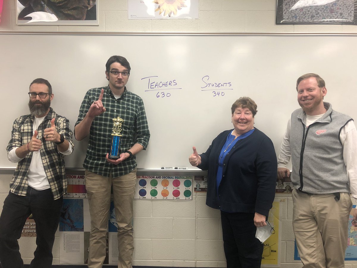WoodhavenQB's tweet photo. Congrats to your @WoodhavenHigh teachers for defeating the students 630-340 in the annual Staff vs. Students Quiz Bowl match to claim the “Abby Godin winners trophy”!  Congrats!! https://t.co/HXahTFS6vp