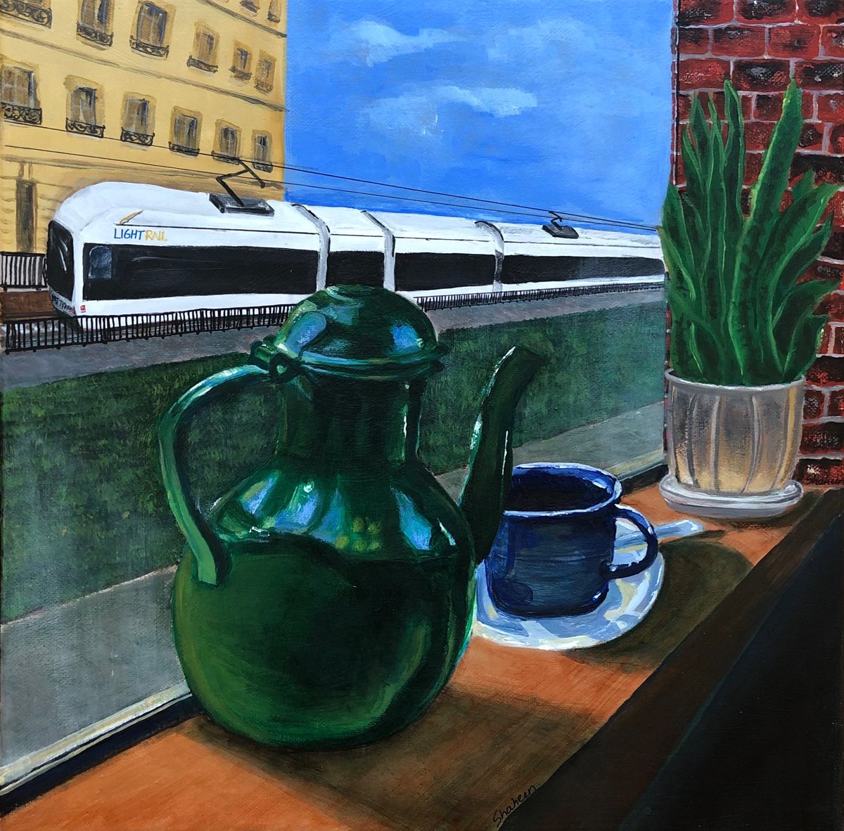 pohomuseum's tweet photo. Big thanks to local Jersey City artist Shaheen Yadav for creating her Powerhouse-inspired artwork that she named "Power Chai." This is the third piece in The Powerhouse Collection, and there's more to come! #thepowerhousecollection https://t.co/OdNukeEDs8