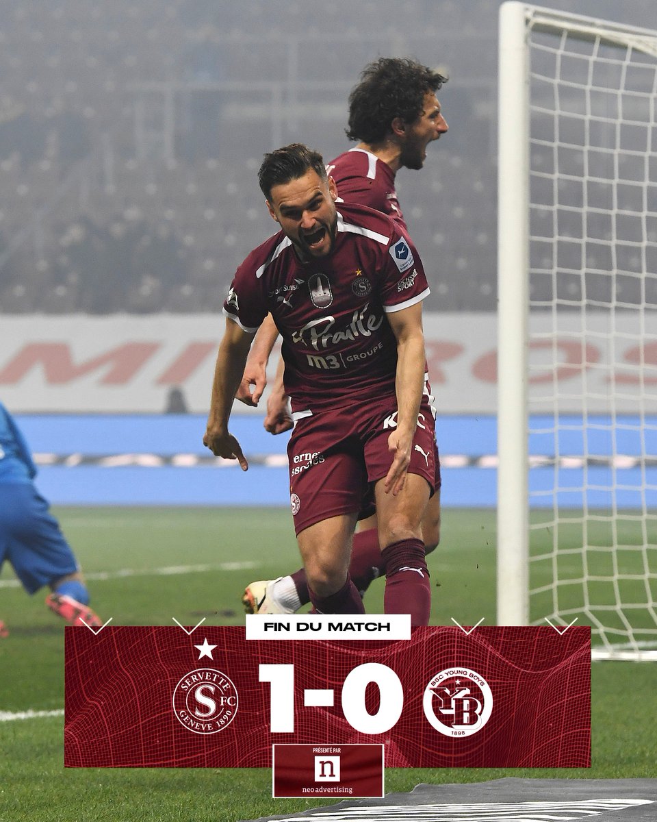 🔥 𝗩𝗜𝗖𝗧𝗢𝗜𝗥𝗘 🔥

Servette s'impose face au champion YB et renoue avec la victoire !😍 💪

👏 Bravo les gars !

#NotreVilleNotreClub