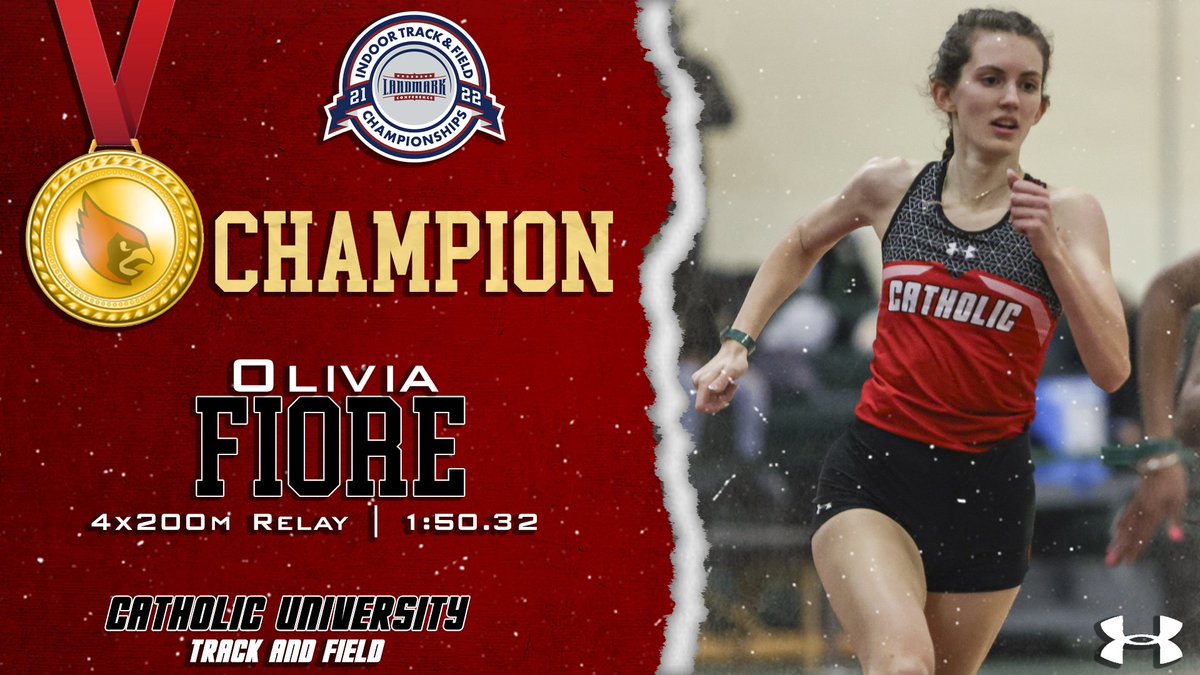 CatholicU_XCTF's tweet photo. Congrats to Ellie Bixenman, Anna Walcutt, Olivia Fiore, and Afua Agyekum for taking home the Gold in Women's 4x200m Relay at the 2022 Landmark Conference Indoor Track and Field Championships! This broke our school record that stood for 8 years! #catholicutf #champ #landmarkconf https://t.co/oQo52dVgEv