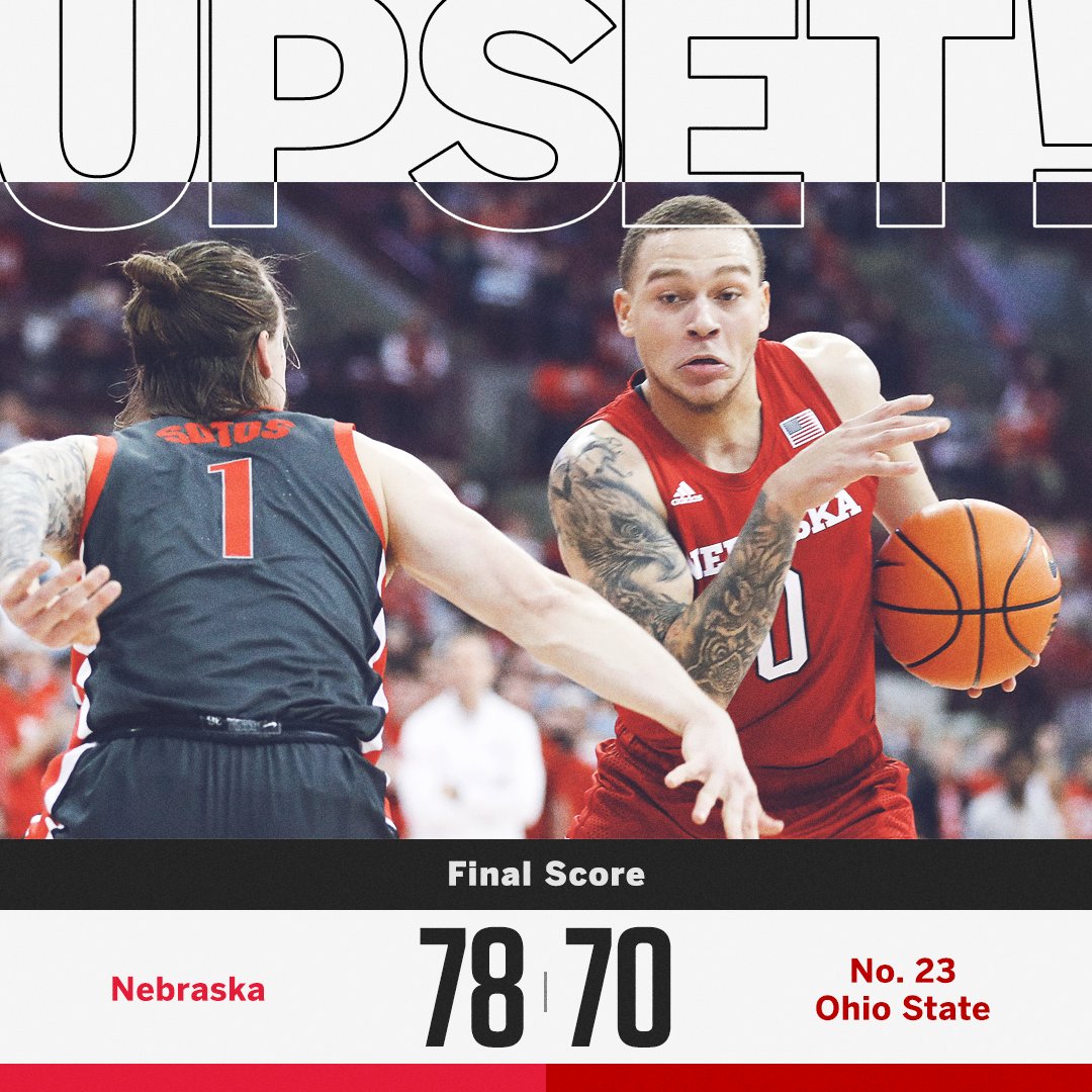 Nebraska pulls off the upset against No. 23 Ohio State‼️ @HuskerHoops 

Their first win against a ranked opponent since 2019 👏